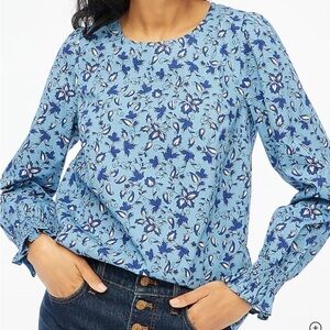 J. Crew Factory Floral Blue Women's Top